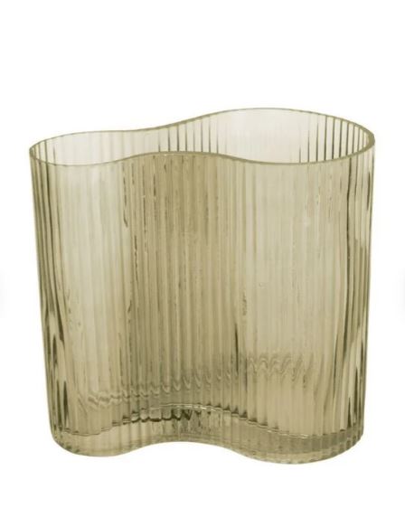 Vase Allure wave verre vert mousse 18,5 x 12 x 18 cm