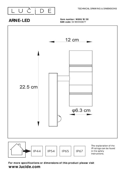 ARNE-LED - Wandspot Buiten - Ø6,3 cm - H22.5 cm - LED - GU10 - 2x5W 2700K - IP44 - Zwart