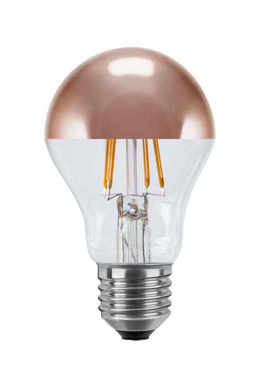 LED lamp met spiegelkop koper - Vintage - E27 - 3W - E27 - 2700K