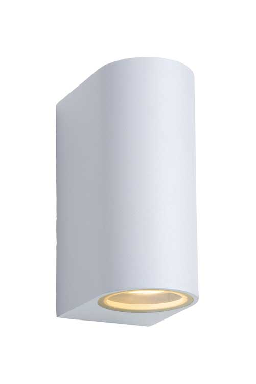 Lucide ZORA-LED - Spot mural Extérieur - LED Dim. - GU10 - 2x5W 3000K - IP44 - Blanc