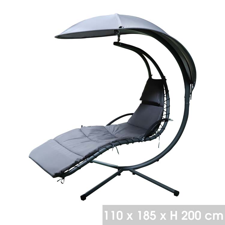 Chaise longue suspendue Paloma avec parasol anthracite