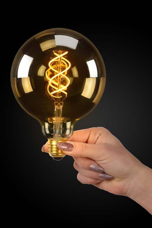 Lucide LED Bulb - Filament lamp - Ø 12,5 cm - Dimb - E27 - 1x5W - Ambe