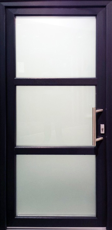 Porte extérieure 3 verres transparante PVC anth D 980x2180mm