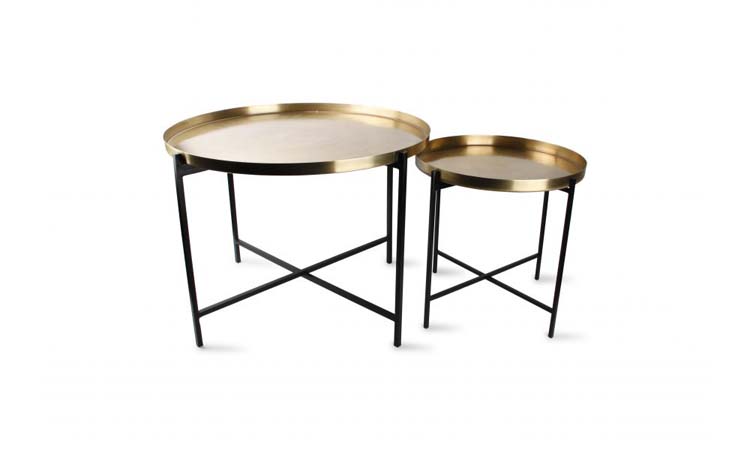 Table gigogne Patio or brossé - 2 pcs