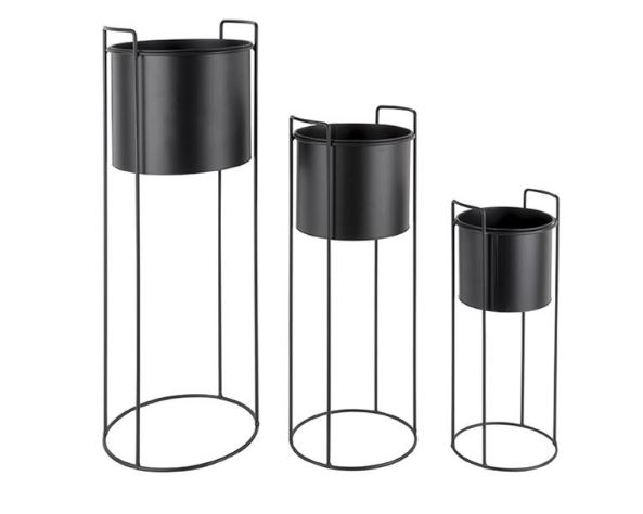 Pot de fleurs noir avec standart hauteur 65 cm