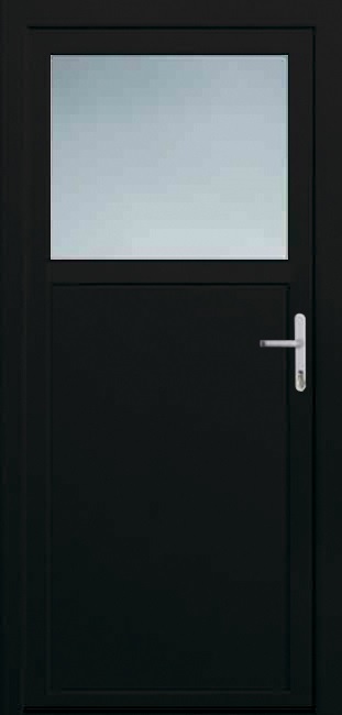 Porte extérieure pvc noire/blanche 1/3 verre budget D SUR MESURE