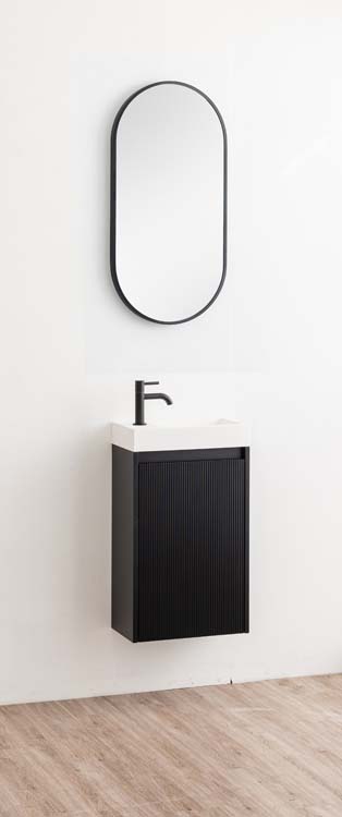 Meuble WC Windsor2 noir lavabo blanc brillant 400mm