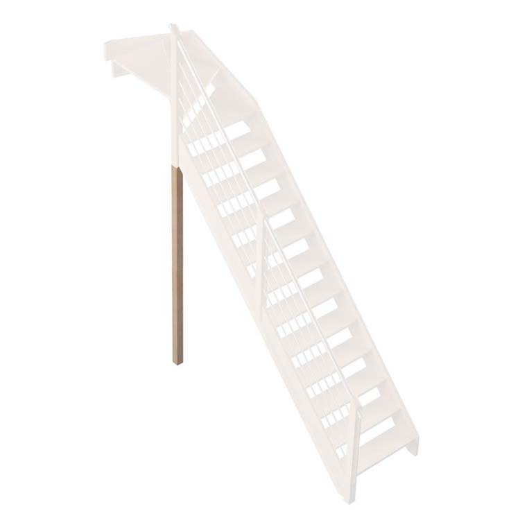 Main courante Berlin hêtre type A pour escalier avec quart de tour en haut