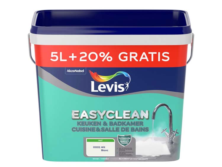 Levis EasyClean cuisine et salle de bain peinture mate 5 + blanc 1L