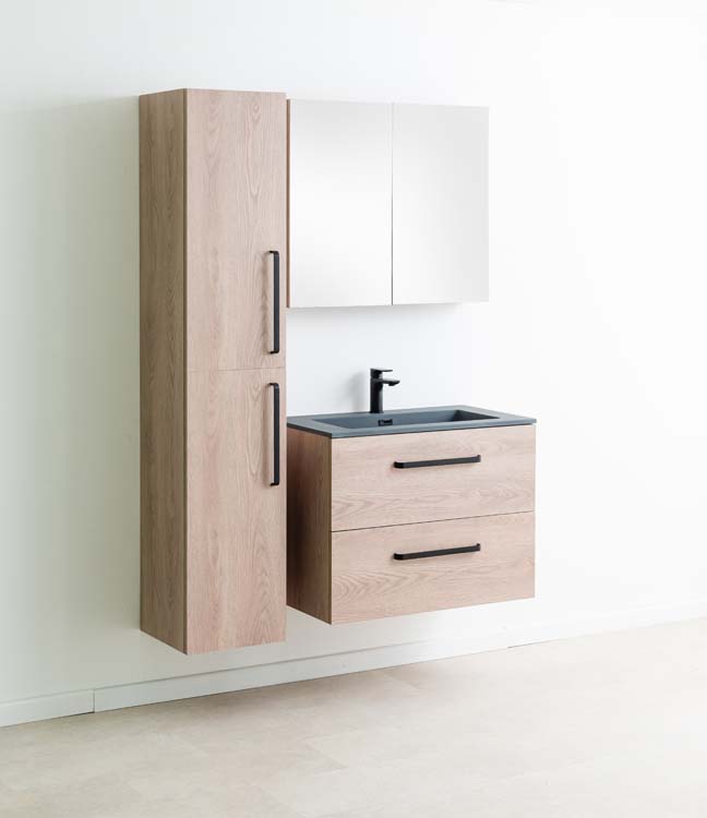 Meuble salle de bain Chêne Bison 800 mm lavabo ciment