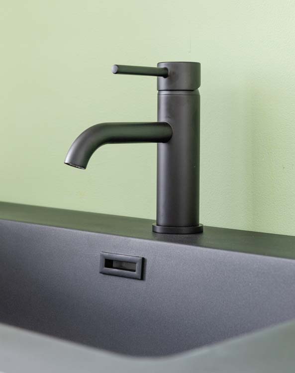 Meuble de salle de bain Bison laqué blanc mat 800 mm lavabo noir