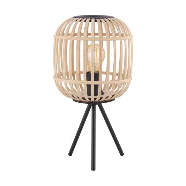 Lampe de table - H40CM - E27 - 28W - Noir / bois