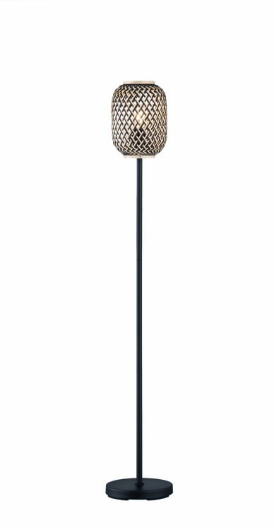 Lampadaire noir bambou lampe excl 1xE27 hauteur 135cm