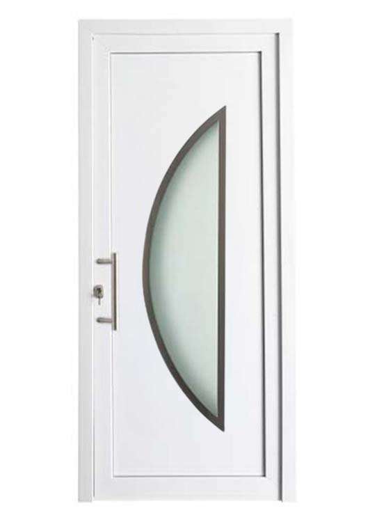 Porte extérieure Demi-Lune PVC blanc G vitrage mat 980x2180mm