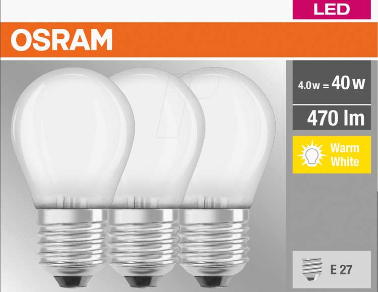 Lampe LED boule mat 4W 470 lumen blanc chaud 3 pc