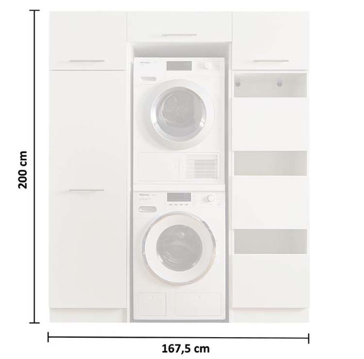 Wasmachine kasten Decowash - set 3 - wit - 67,5X167,5X200CM