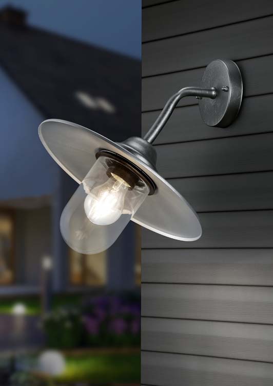 Wandlamp inox excl lamp LED mogelijk 1 lamp H35cm