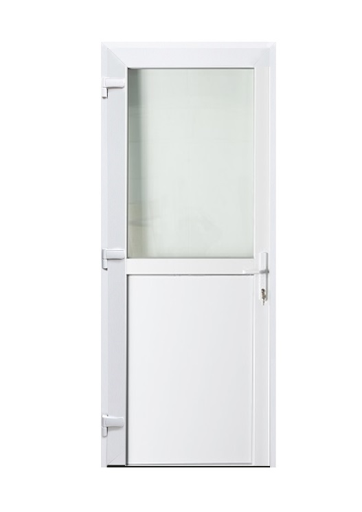 Buitendeur PVC wit B 980 x H 2180 L halfglas outside