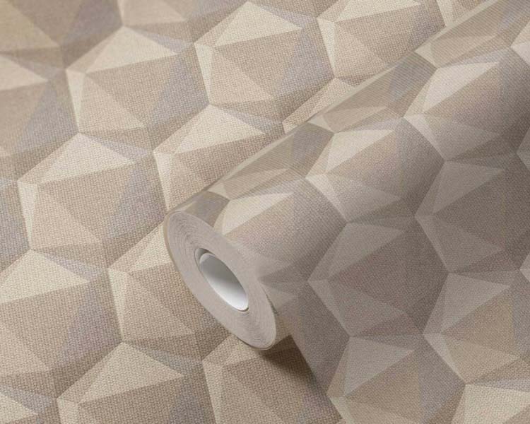 Vinyle sur papier peint intissé 0,53x10m argile hexagonale