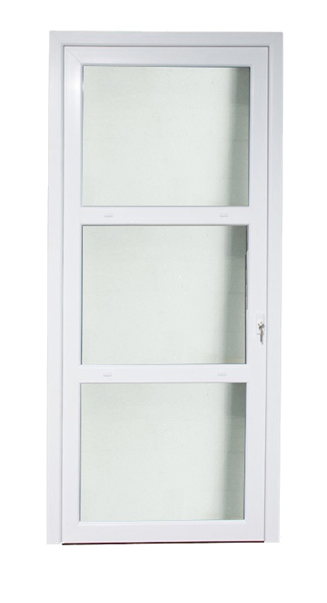 Porte extérieure 3 verre transparante PVC blanc D 980x2180mm