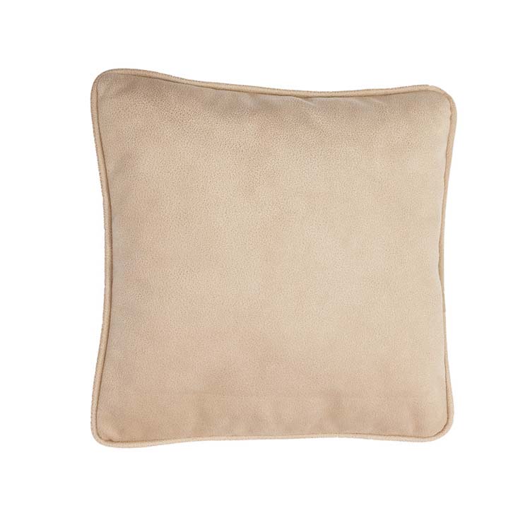 Kussen nubuck beige met boord 43x43 cm