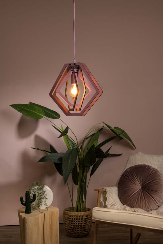 Lucide MAURO - Hanglamp Kinderkamer - 1xE27 - Roze