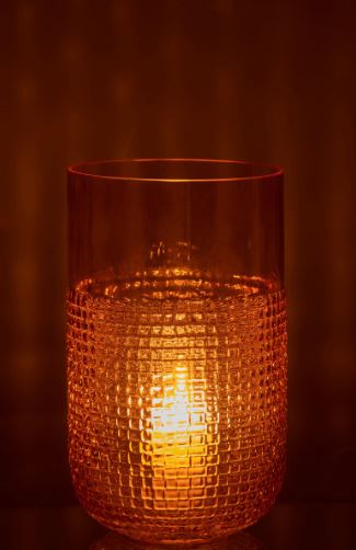 Vaas glas met patroon oranje medium 14,5 x 25,5 cm