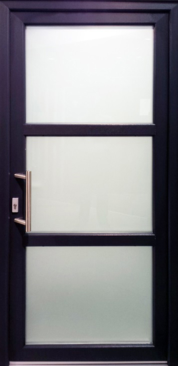 Porte extérieure 3 verres transparante PVC anth G 980x2180mm