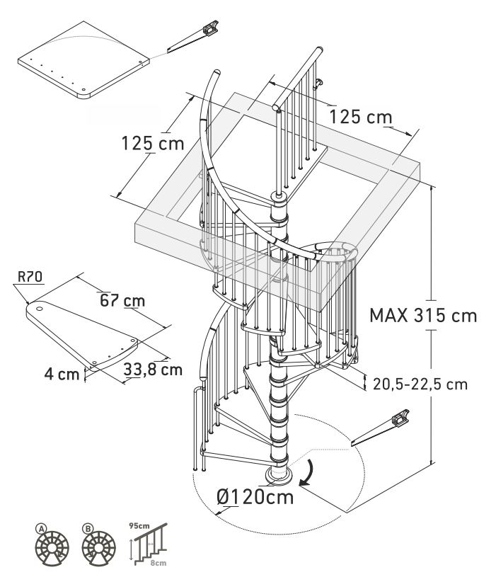 Escalier en colimaçon chêne Seelze 120cm