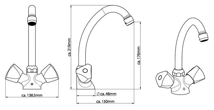 Wastafelkraan Cyriel 21,90cm chroom