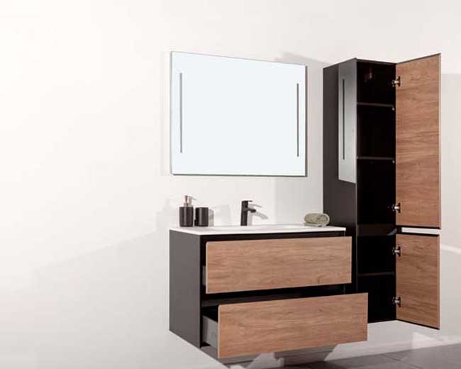 Meuble salle de bain Molly 900mm aspect bois - lavabo brilliant