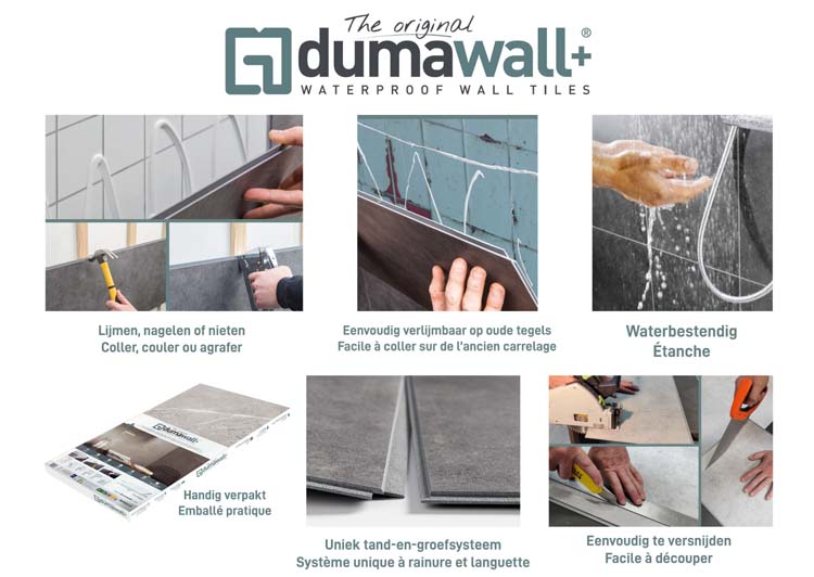 Panneau mural Dumawall+ PVC 375x650x5mm Light Cement