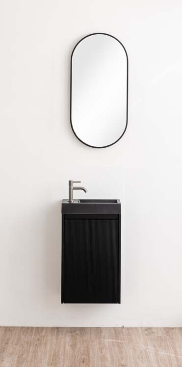 Meuble de toilette Windsor2  noir lavabo noir mat 400mm