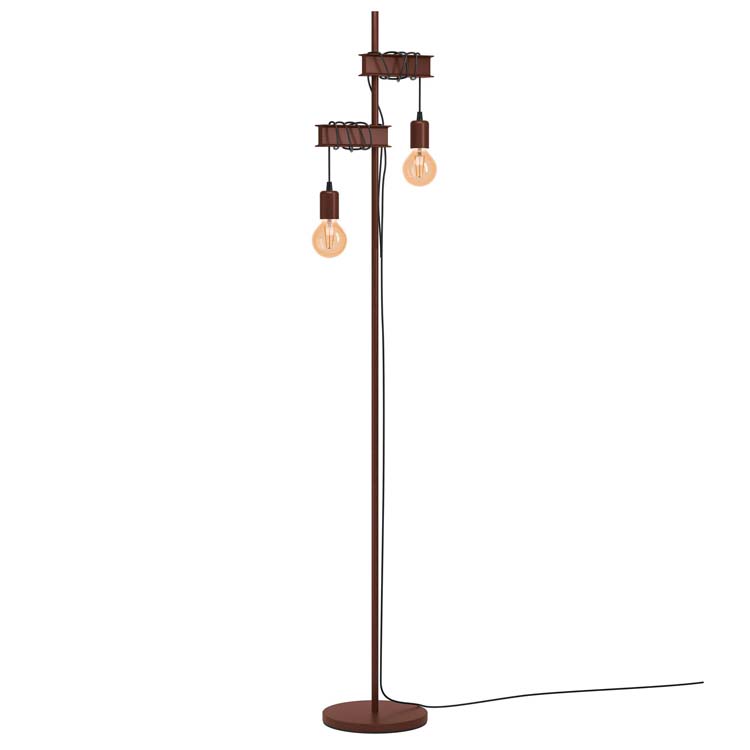 Lampadaire vintage brun E27 2x10W