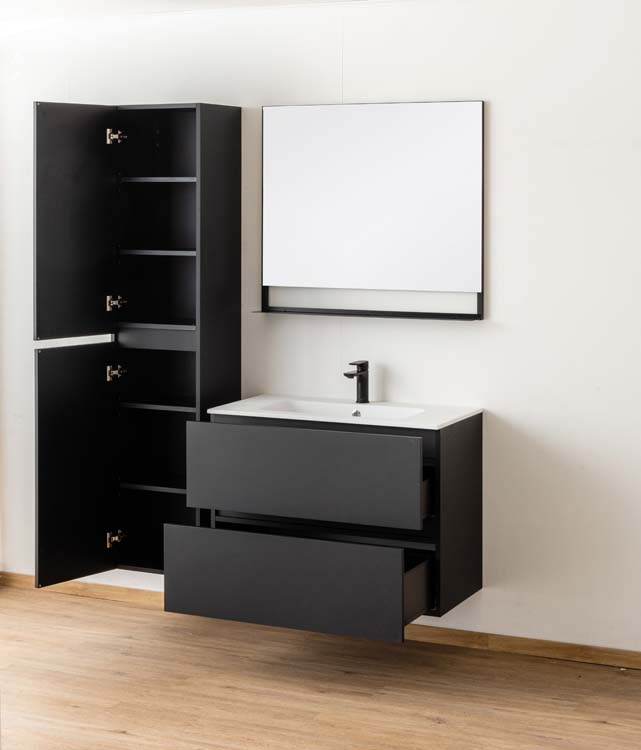 Meuble salle de bain Puro noir mat 900mm lavabo mat