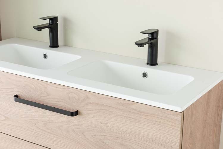 Meuble de salle de bain Chêne bison 1200 mm lavabo noir