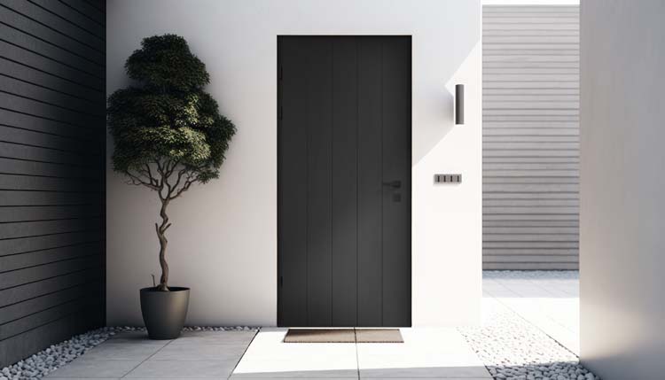 Porte extérieure meranti Duero verticale noir B 980 x H 2180 mm D
