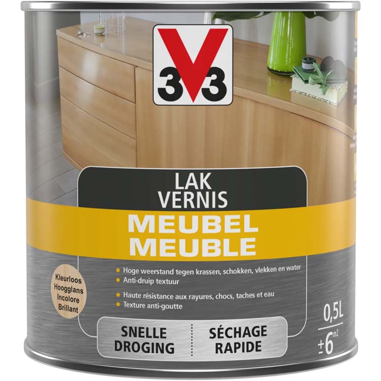 V33 meubellak transparant hoogglans 0,5L