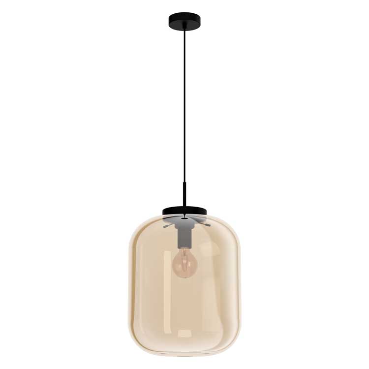 Luminaire suspendue noir/ambre diam35cm