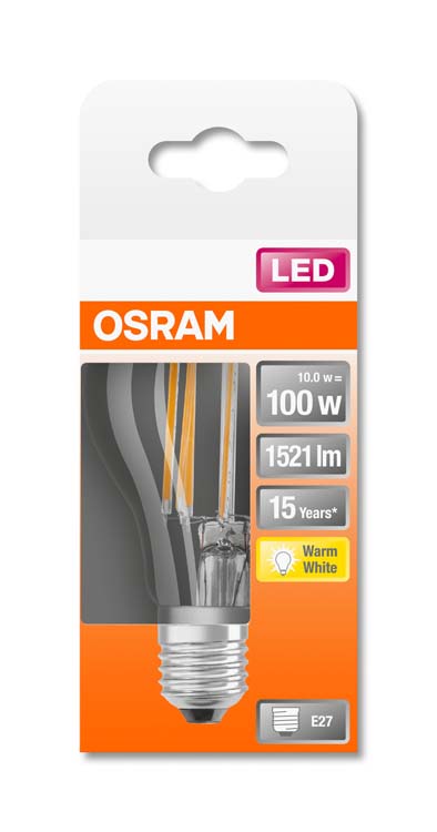 Lampe LED retro classic 100 E27 10W blanc chaud filament