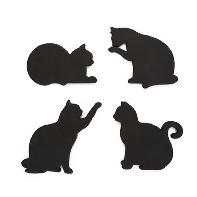 Set de 4 coasters chats noirs silicones 0.5x18x12 cm