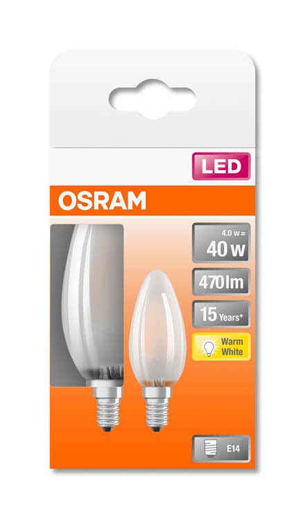 LED lamp retro kaars 40 E14 4W warm wit mat 2st