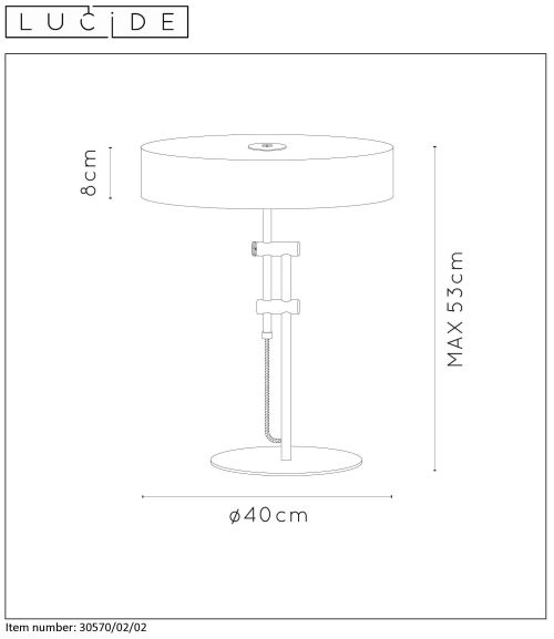 GIADA Lampe de Table 2x E27 /40W Noir Mat / Or