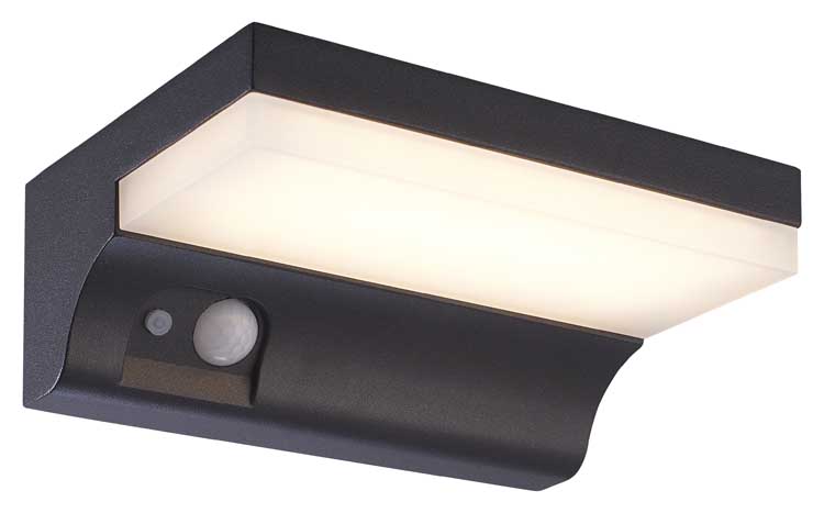 Wandlamp buitenverlichting LED zwart 2W IP65 +SENSOR