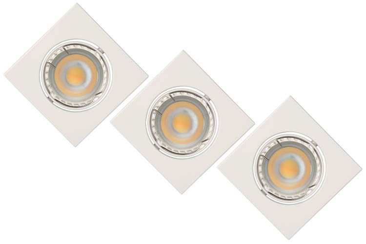 Spot Encastr. Carré LED 3xGU10/5W 3000K 8/8/10.5 Blanc