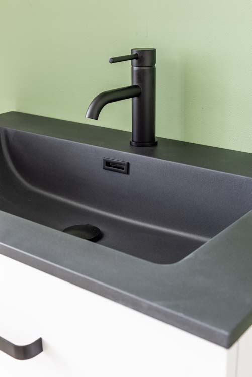 Meuble de salle de bain Bison laqué blanc mat 800 mm lavabo noir