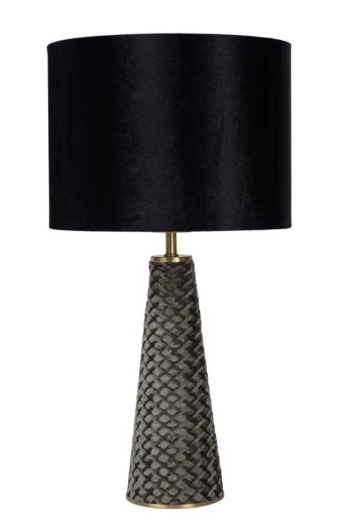 Tafellamp fluweel grijs/zwart h47cm excl lamp LED mogelijk