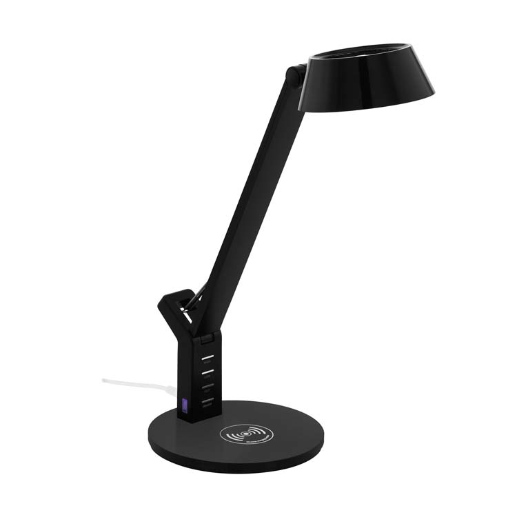 Bureaulamp zwart touch/QI-lader LED