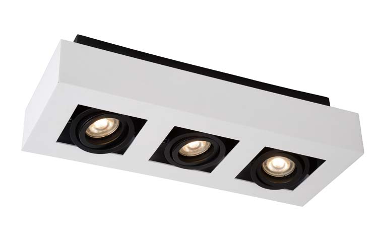 Lucide XIRAX - Spot plafond - LED Dim to warm - GU10 - 3x5W 2200K/3000K - Blanc