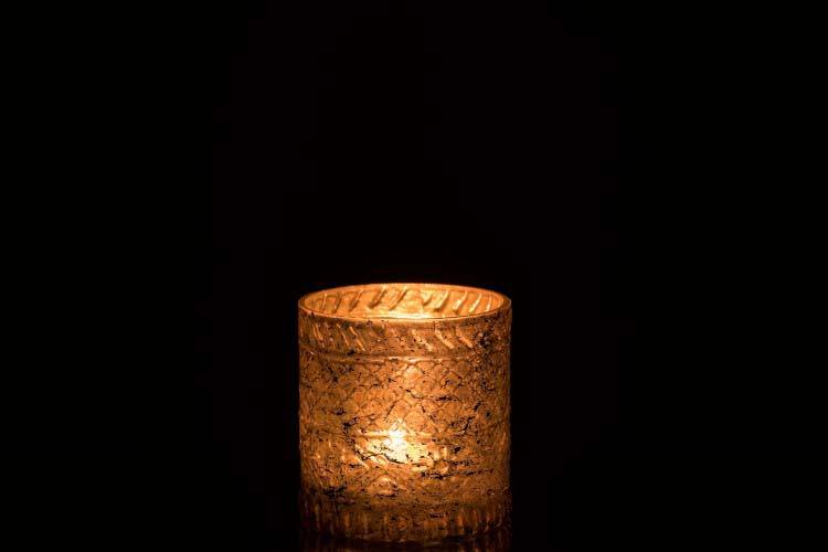 Photophore Boho verre antique saumon H11 cm